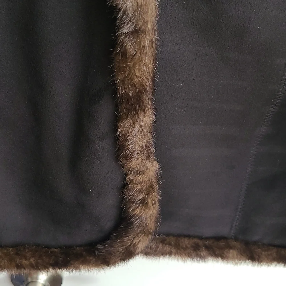 NWT Jones New York Black Chocolate 🍫 Shearling Suede Coat Jacket Size Large - Picture 8 of 8